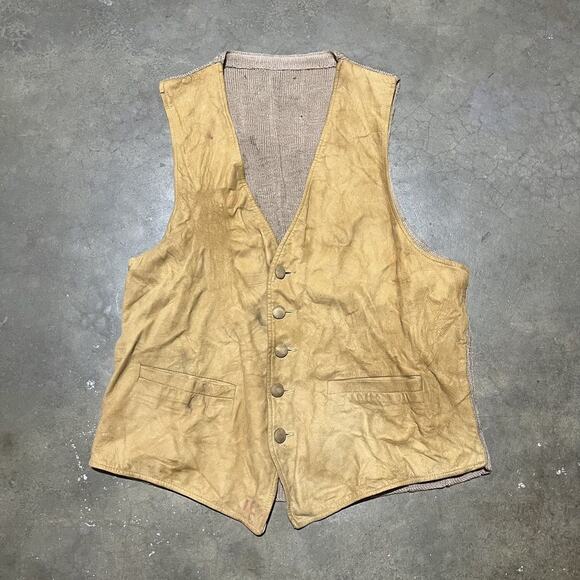 Vintage 30s Suede Knit Suit Hunting Workwear Vest - Picture 1 of 4